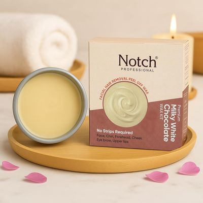 NOTCH White Chocolate Katori Peel-Off Wax  No Strip Hard Wax for Women  Eyebrow, Upper Lip, Facial Hair, Bikini, Underarms, Arms & Legs  80 g