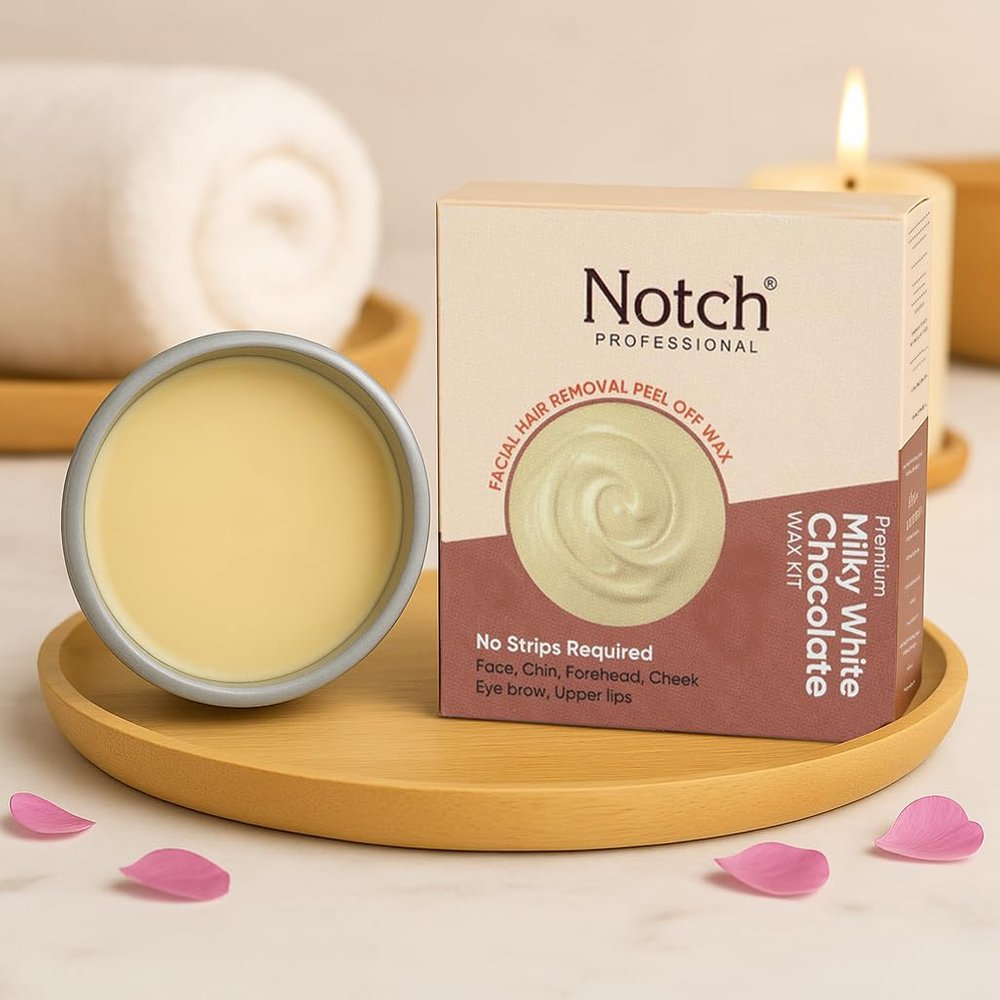 NOTCH White Chocolate Katori Peel-Off Wax  No Strip Hard Wax for Women  Eyebrow, Upper Lip, Facial Hair, Bikini, Underarms, Arms & Legs  80 g