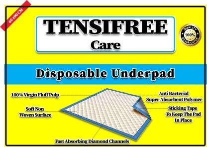 Tensifree Mid Super Soft Disposable Underpads with Sticking Tape, 6x9 cm (Pack of 1)