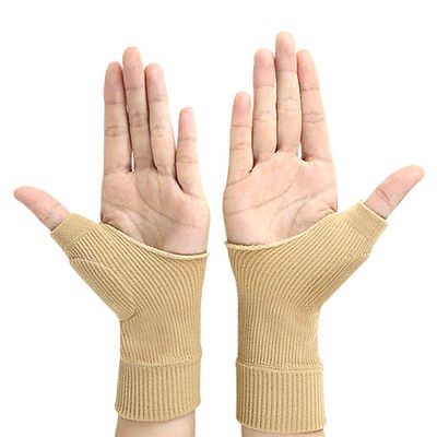 1 Pair Thumb Wrist Support Hand Brace Wrap Thumb Protector for Arthritis Tendonitis Pain Relief Khaki S