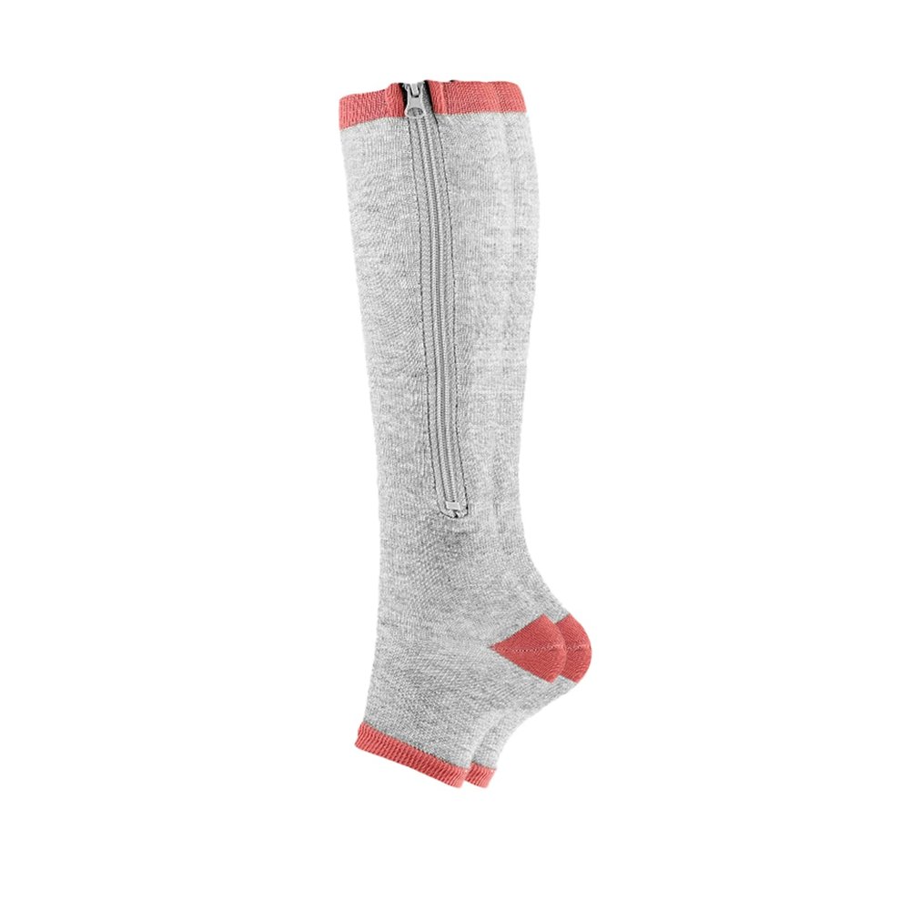 1 Pair Socks Zipper Leg Calf Sleeves Toeless for Running Hiking Climbing Driving Standing Flight Swelling Pain Relieve One Pair Grey Large