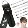 6-in-1 Ear Wax Cleaner- Reusable Ear Cleaning Tools Leather Pouch - Ear Pick Wax Remover Tool Kit with Ear Curette Cleaner and Spring Ear Buds Cleaner Fit in Pocket Great for Traveling view 1