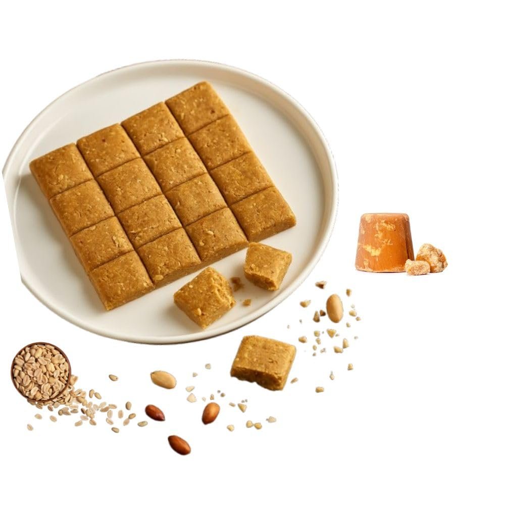 LONAVALA FOODS Famous Crushed Peanut Chikki Box - 250 grams, 24 Pieces | No Added Preservatives and Colours | Mashed Groundnut Chikki Made with Jaggery | Sweet Peanut Gajak Chakki Bar