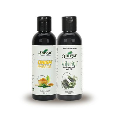 Shivya Modern Ayurvedic Pain Relieving Oil 100ml & Anti-Dandruff Hair Oil 100ml (Pack of 2)