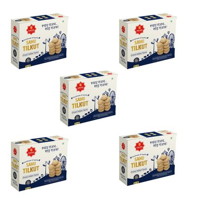 SAHU GAJAK BHANDAR Special Kutema Gajjak 250g | Tilkatri | Tilkoot | Tilkut | Gud Gazak | Sweets and Snacks | No Added Preservatives and Colours and Flavours (Pack of 5)