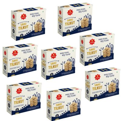 SAHU GAJAK BHANDAR Special Kutema Gajjak 1750g | 7 x 250g Packs | Tilkatri | Tilkoot | Tilkut | Gud Gazak | Sweets and Snacks | No Preservatives, Colors, or Flavors | Made with Cow Ghee | Traditional Sweets | Gift Box