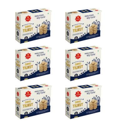 SAHU GAJAK BHANDAR Special Kutema Gajjak 250g | Tilkatri | Tilkoot | Tilkut | Gud Gazak | Sweets and Snacks | No Added Preservatives and Colours and Flavours (Pack of 6)
