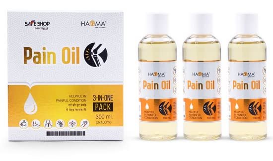 Haoma Joint Pain Oil 100ml (Pack of 3)- a blend of natural ingredients Gandhapura Oil, Tail Patra, Sesame Oil, Saral Exudates, Peppermint Crystals