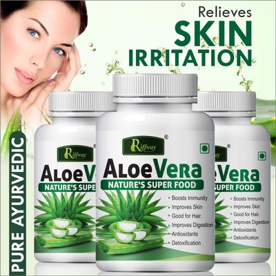 Aloe Vera Health Capsules | Aloe Vera Capsule Prevents Dark Spots & Acne (Pack Of 3, 180 capsule)