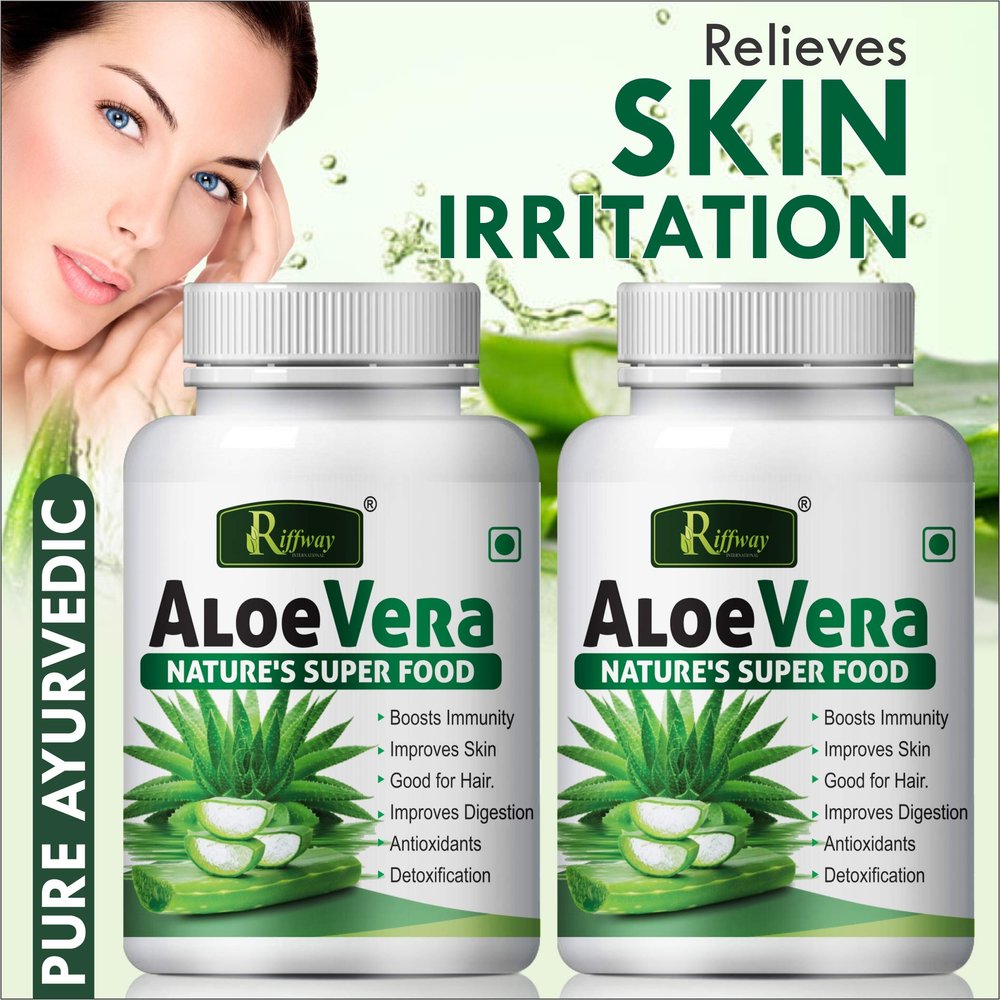 Aloe Vera Health Capsule | Aloe Vera Capsule Prevents Dark Spots & Acne (Pack Of 2, 120 capsule)