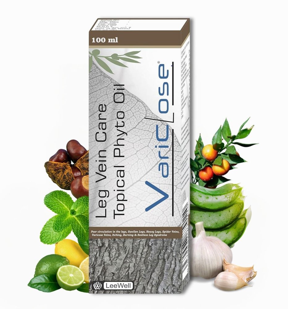 Variclose Ayurvedic Topical Phyto Oil For Management Of Varicose Veins, Spider Vains | Deep Penetration Formula Targets Root Cause | Cramps & Vein Swelling Relief | Anti Varicose Veins & Circulation Support | Reduces Painful Legs & Swelling | Micro