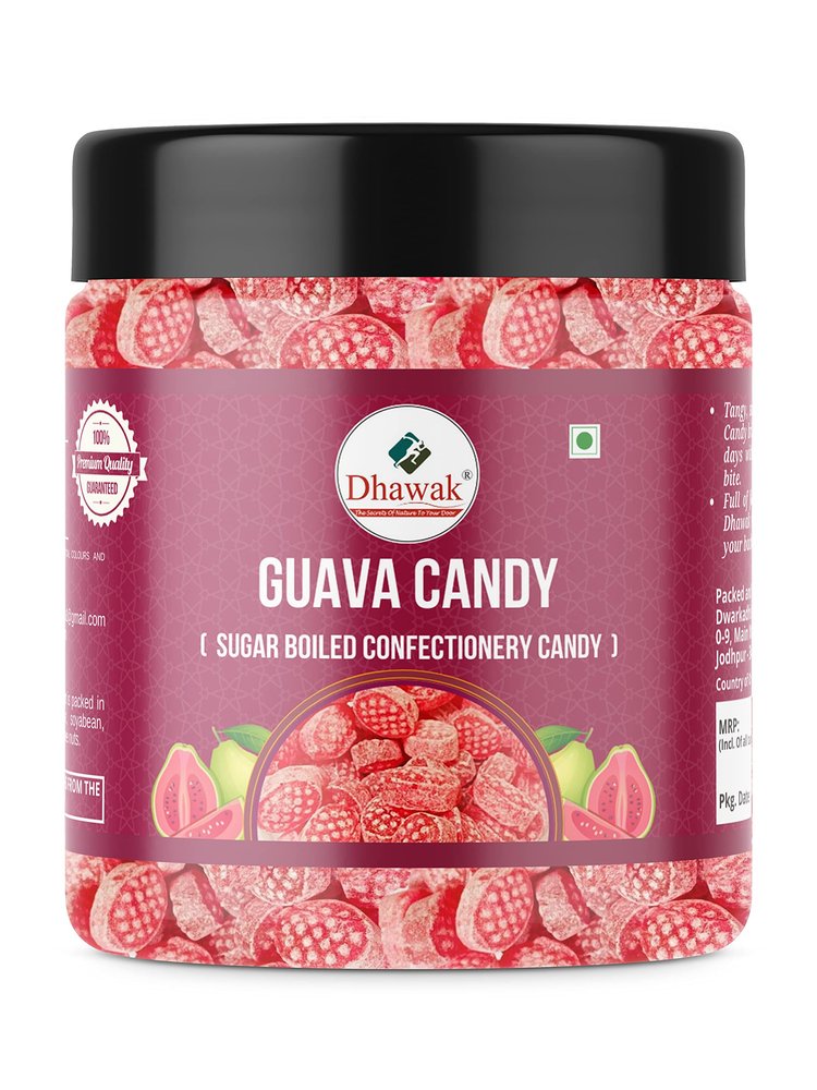 DHAWAK Guava Flavour Candy | Aamrod Flavoured Toffee - 400 Gms. |Fruit Candy| Khatti Mithi Goli [Jar Pack]