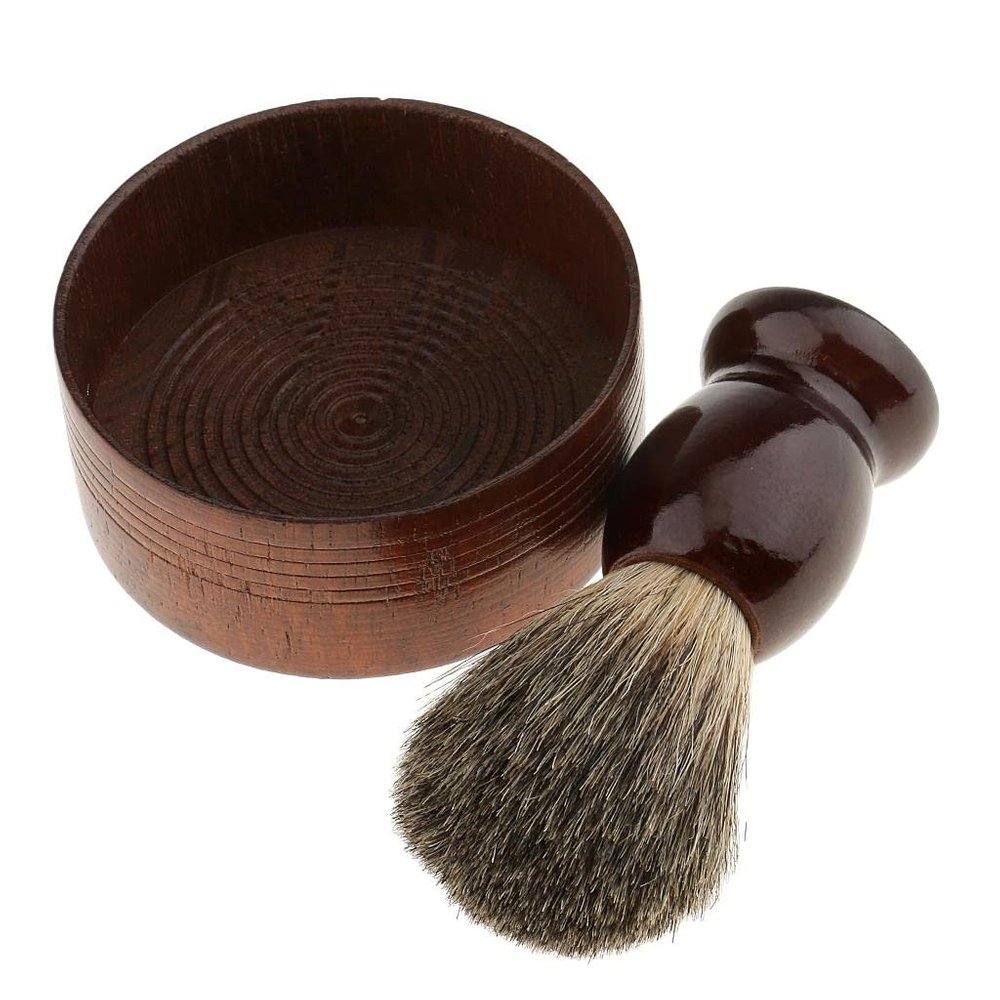 GAH Wooden Men's Shaving Brush with Shave Mug Bowl Barber Beard Soap Cup Set - convenient to use and creat lather.