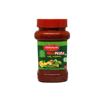 Abhiruchi Mixed Pickle, 500g Jar | Home Made Pickle | Easy to Cook | No Preservatives & Artificial Coloring