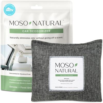 MOSO NATURAL Air Purifying Bag A Scent Free Odor Eliminator For Cars, Trucks and SUVs. Premium Moso Bamboo Charcoal Odor Absorber - 300 g (Pack of 1), Linen, Long Lasting Bags| Lasts up to 2 years!
