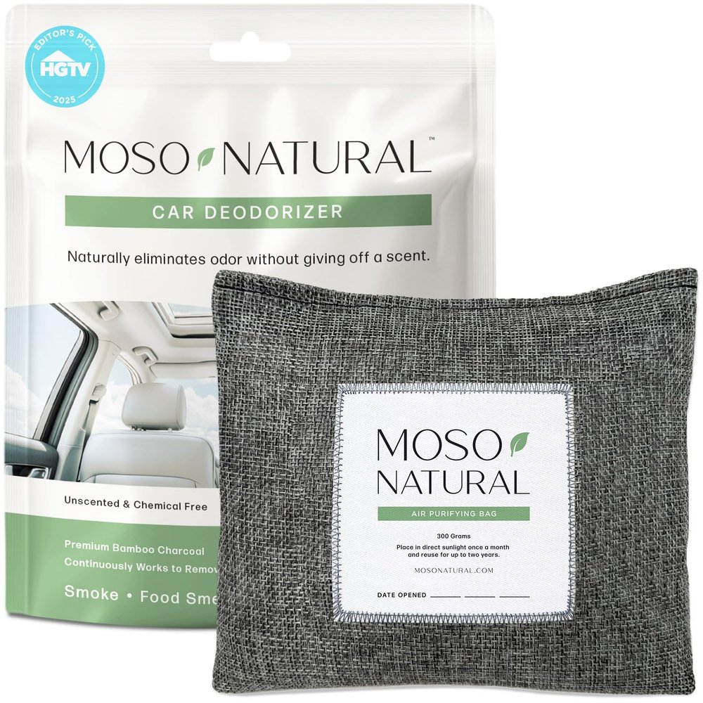 MOSO NATURAL Air Purifying Bag A Scent Free Odor Eliminator For Cars, Trucks and SUVs. Premium Moso Bamboo Charcoal Odor Absorber - 300 g (Pack of 1), Linen, Long Lasting Bags| Lasts up to 2 years!
