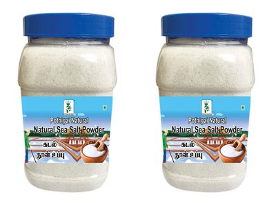 Pothigai Natural Combo 2kg Iodine Indian Sea Salt Hand Harvested Pure Natural Sea Salt Powder,2000g (Pack of 2)