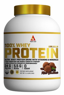Alpha Labz Whey Protein Supplement - 100% Whey Protein | Post Workout Whey Protein Isolate - 24g Protein, 5.5g BCAA, 2g Creatine for Fast Recovery & Lean Muscle| Mass Gainer Protein Powder | Protein Powder for Muscle Gain & Muscle Builder for Men and