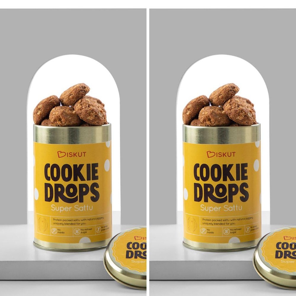 The Biskut Bakery | Super Sattu Cookie Drops | NO MAIDA + NO REFINED SUGAR | Fresh, Handbaked and Eggfree cookies | 240G | Pack of 2