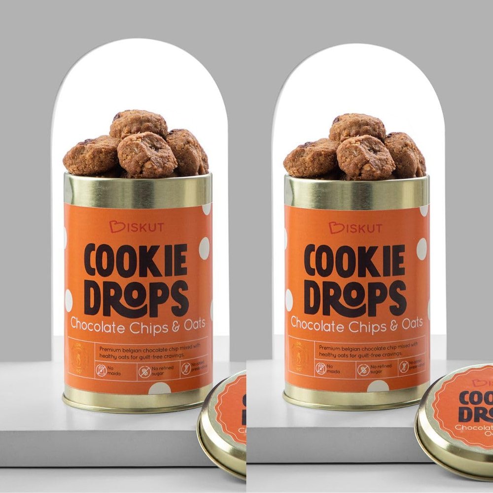 The Biskut Bakery | Chocolate Chip And Oat Cookie Drops | NO Maida + NO Sugar | 100% Wholewheat | Fresh Handbaked and Eggfree cookies | 240G | Pack of 2