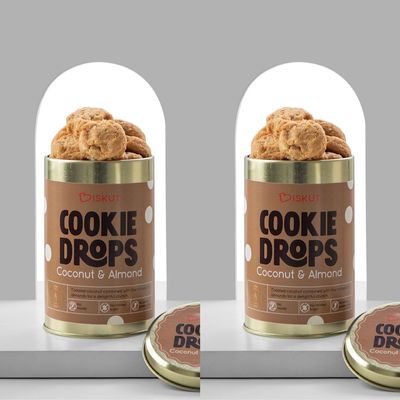 The Biskut Bakery | Coconut & Almond Cookie Drops | NO Maida & NO Refined Sugar | Fresh, Handbaked & Egfree Cookies | 240 G | Pack of 2