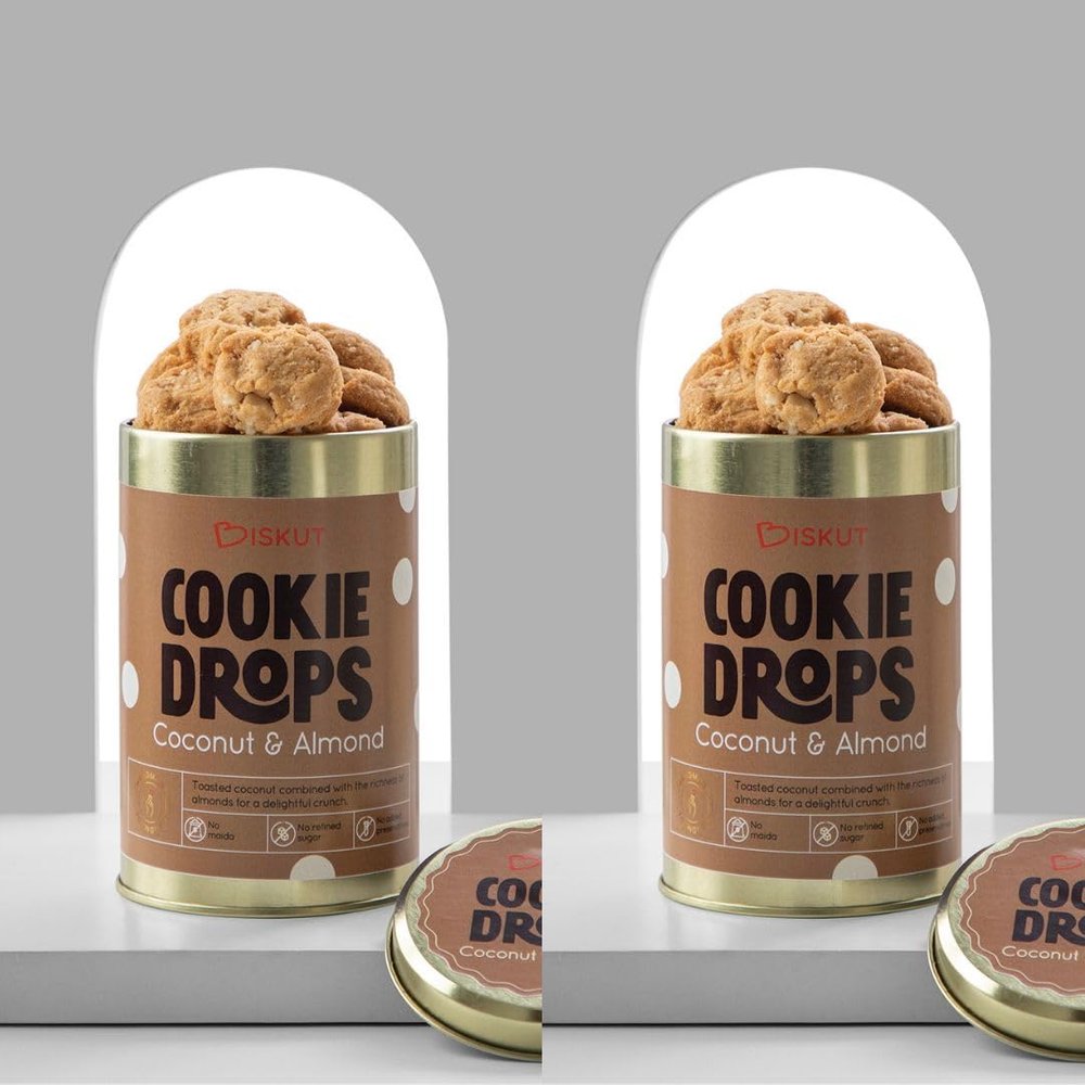 The Biskut Bakery | Coconut & Almond Cookie Drops | NO Maida & NO Refined Sugar | Fresh, Handbaked & Egfree Cookies | 240 G | Pack of 2
