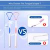 Tongue Scraper Brush, Tongue Cleaner Brush Scraper Bad Breath, Oral Care Tongue Coating Cleaner Scrubber Tongue Tools with Copper Tongue Cleaner & Toothbrush view 2