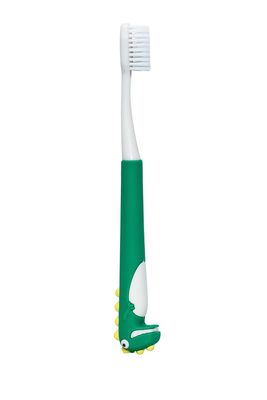 Adore New Dino Brush Toddler Manual Toothbrush Comfortable To Use Deep Cleaning Dense Bristle Animal Design Funny Children Toothbrush For Home (Dark Green)