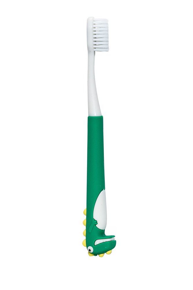 Adore New Dino Brush Toddler Manual Toothbrush Comfortable To Use Deep Cleaning Dense Bristle Animal Design Funny Children Toothbrush For Home (Dark Green)