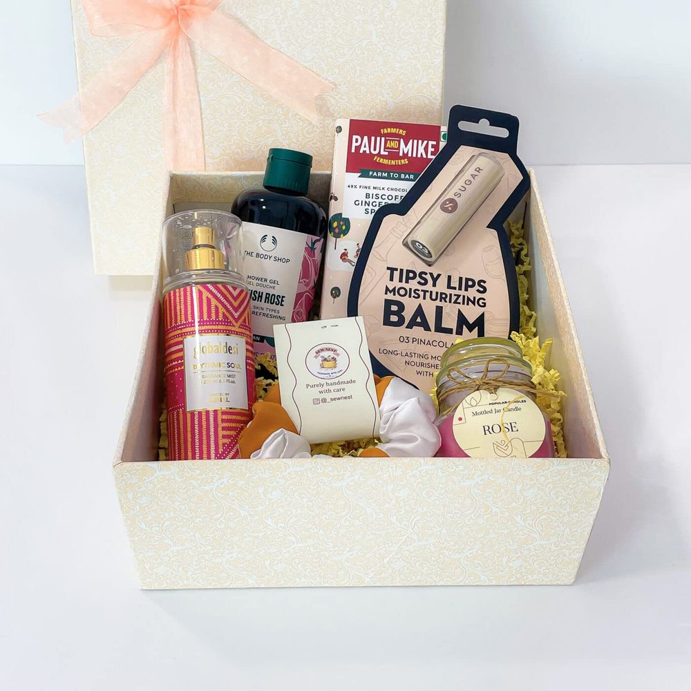 Angroos Nourish & Pamper Thank You Gift For Her With Self-Care Products, Scrunchies, And Scented Candle | Thank you gifts for women | Thank you gifts for girl friend | Thank you gifts for sister