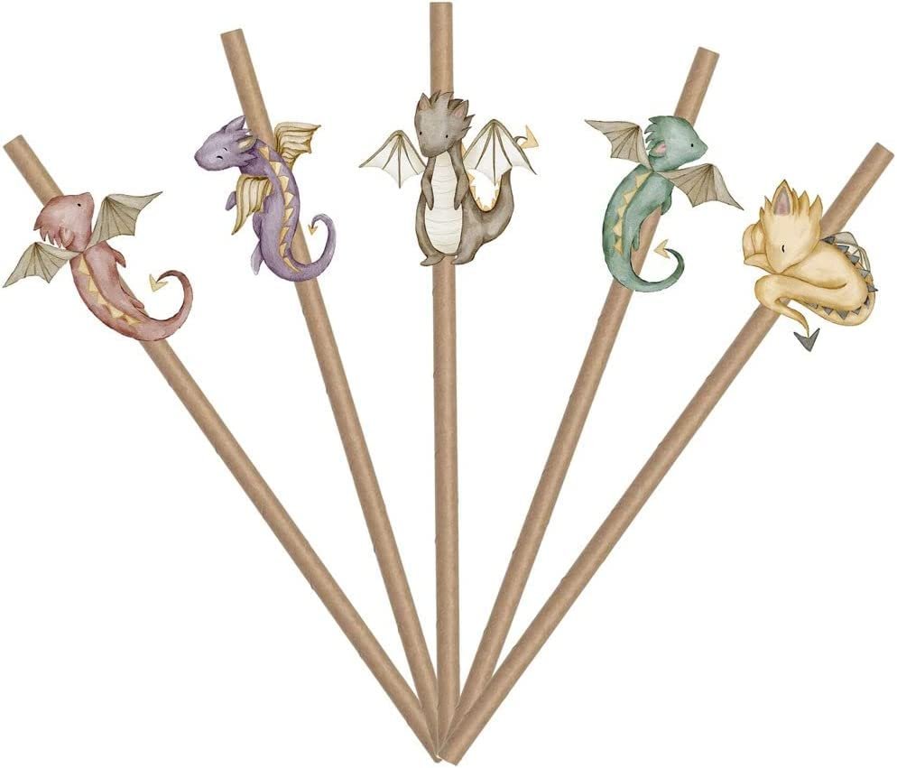 10 PCS Straws Dragon for Baby Shower, 1st Birthday. Dragons Theme Baby Shower Party Supplies and Party Decorations