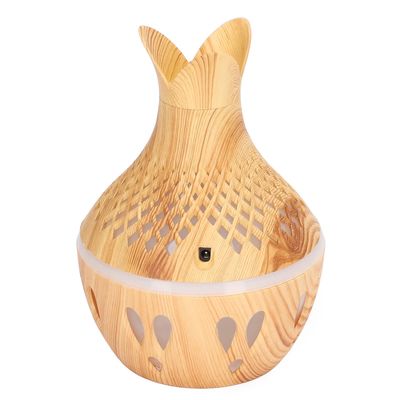 300ml Essential Oil Diffuser, Wood Grain Cool Mist Aroma Diffuser, Quiet Diffuser with 7 Colors Lights and Waterless Auto Shut Off Function for Home Office Room, Light Brown
