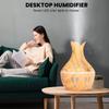 300ml Essential Oil Diffuser, Wood Grain Cool Mist Aroma Diffuser, Quiet Diffuser with 7 Colors Lights and Waterless Auto Shut Off Function for Home Office Room, Light Brown view 2