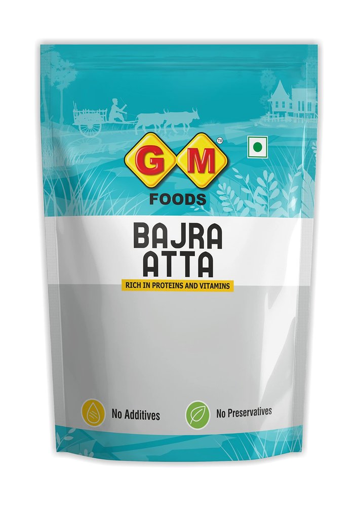 GM Foods Bajra Atta 500g (Pack of 2) | High Fiber Millet Flour | Rich in Protein, Iron & Vitamins | Stone Ground | Healthy Flour for Roti, Paratha, Khichdi, Baking & Cooking | No Preservatives