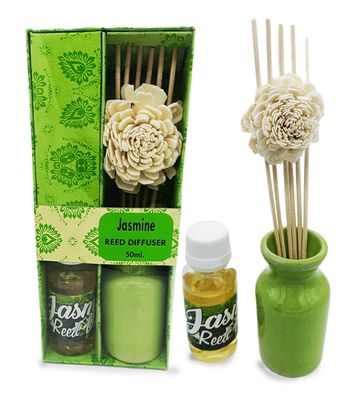 Oberlo Cermic Jasmine Reed Diffuser Pot Refill Pack Gift for Men&Women