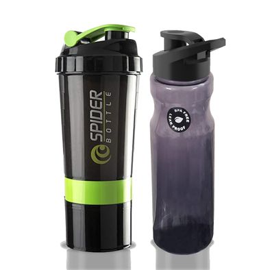 Cool Indian Shaker and Sipper Bottle for Gym|BPA-Free and 100% Leak-Proof Protein Shaker. Best for Boys and Girls.(Pack of 2) (Green)