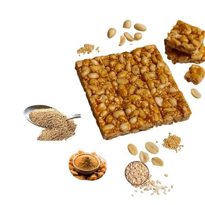 LONAVALA FOODS Famous Peanut Rajgira Chikki Box - 400 grams, 48 Pieces | No Added Preservatives and Colours | Rajgira Groundnut Chikki Made with Jaggery | Sweet Rajgira Peanut Gajak Chikki Bar
