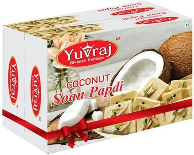 Yuvraj Coconut Flavoured Soan papadi (patisa) sweets (400 Gm X 2) combo pack