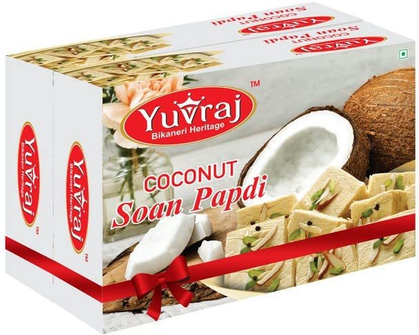 Yuvraj Coconut Flavoured Soan papadi (patisa) sweets (400 Gm X 2) combo pack