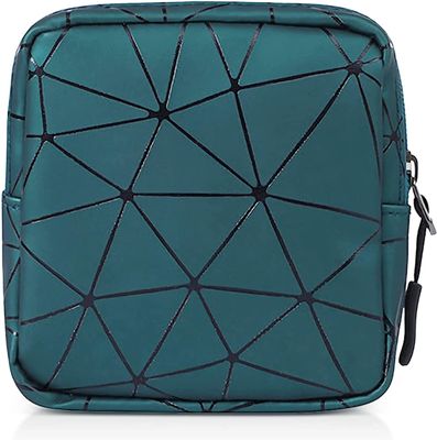 Favria Sanitary Napkin Storage Bag, Menstrual Pad Bag with Zipper, Napkin Storage for Purse, First Period Kit for Teens Girls, Storing Sanitary Pads for Women-Pad Bag Green