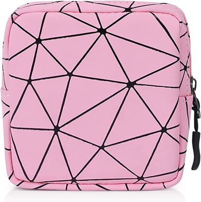 Favria Sanitary Napkin Storage Bag, Menstrual Pad Bag with Zipper, Napkin Storage for Purse, First Period Kit for Teens Girls, Storing Sanitary Pads for Women-Pad Bag Pink