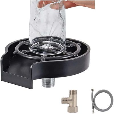 PRIMEFAIR Glass Rinser for Kitchen Sinks, Faucet Bottle Washer for Bar, Cup Cleaner Anti-Rust ABS Black Rinsing Sink Cup Cleaner for Bottle,Glass Cleaner