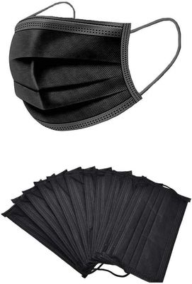 hobf Kids 3-Ply Disposable Surgical Face Mask, With Adjustable Nose Pin, Black Color 1 Count (Pack of 100 Pcs.) Kids Face Mask K_BLACK-10