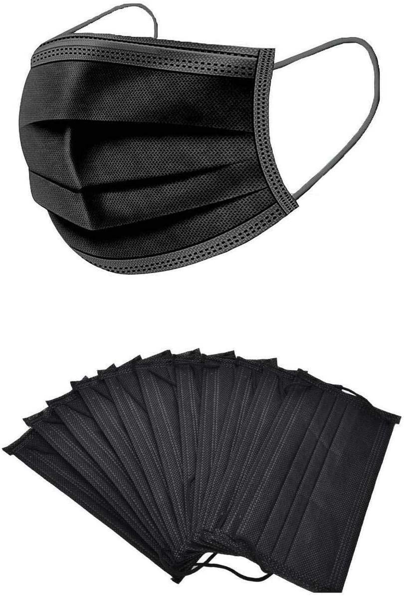 hobf Kids 3-Ply Disposable Surgical Face Mask, With Adjustable Nose Pin, Black Color 1 Count (Pack of 100 Pcs.) Kids Face Mask K_BLACK-10