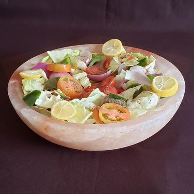 Josan Brothers Himalayan Pink Salt Salad,Fruit Bowl 10 inch for Natually Salting Salads, Fruits, Yogurts, Ice Creams Crystal Salad Bowl