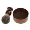 LOSA Wooden Men's Shaving Brush with Shave Mug Bowl Barber Beard Soap Cup Set - convenient to use and creat lather. view 4