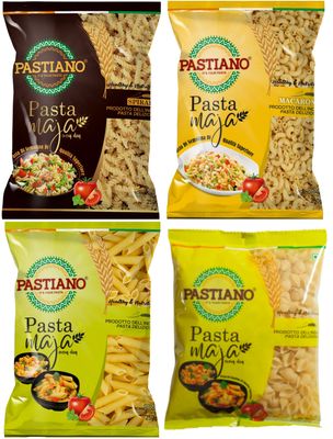 Pastiano Maja Combo- Macaroni, Fusilli, Penne And Shells Pasta- 250 Gms Each- (Pack Of 4)
