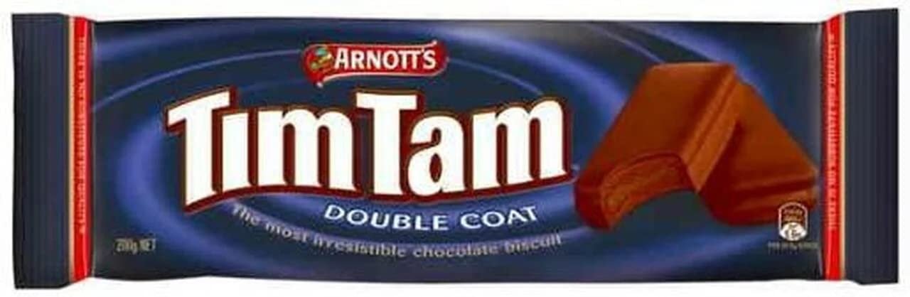 Arnott's Timtam Double Coat Milk Chocolate Made With Irresistible Real Chocolate Biscuit 9 Pieces 200g