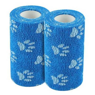 A-Tape Breathable Self Adhesive Cohesive Bandage for Humans & Pets (Dogs, Cats, Birds) Sports, Wrap, Athletic, Non Woven First Aid Medical, Wrist, Swelling (10 cm X 4.5 mtr, Pack of 2) Blue Paw