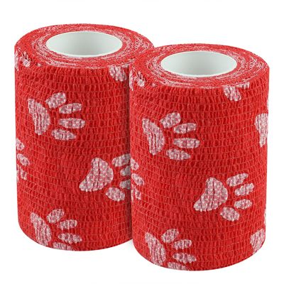 A-Tape Breathable Self Adhesive Cohesive Bandage for Humans & Pets (Dogs, Cats, Birds) Sports, Wrap, Athletic, Non Woven First Aid Medical, Wrist, Swelling (7.5 cm X 4.5 mtr, Pack of 2) (Red Paw)